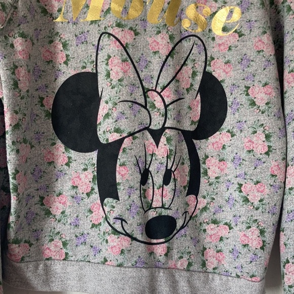 Forever 21 Disney Minnie Mouse gold grey floral pullover crew neck sweatshirt S - Picture 5 of 16